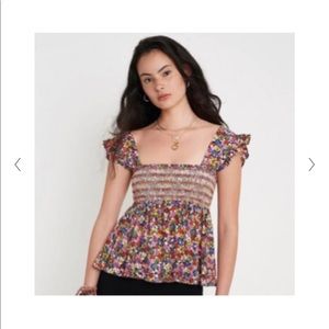 NWOT smocked floral top Urban Outfitters S